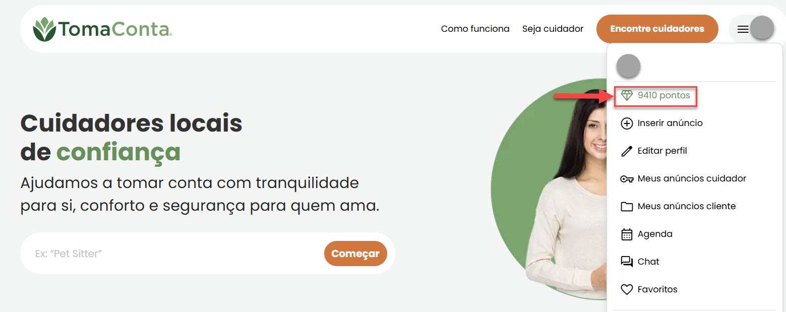 como visualizar os pontos disponíveis