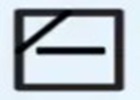símbolo etiqueta da roupa secar à sombra na horizontal (quadrado com uma linha na horizontal e uma diagonal no canto superior esquerdo)
