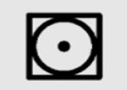 símbolo etiqueta da roupa secar na máquina com temperatura e ciclo reduzido (quadrado com um círculo no interior e um ponto no meio)
